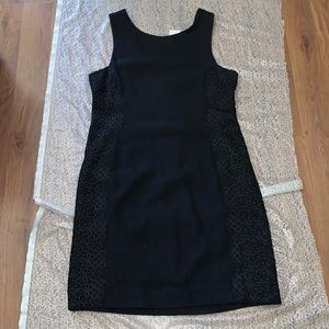 New! Black sheath dress with floral appliqué